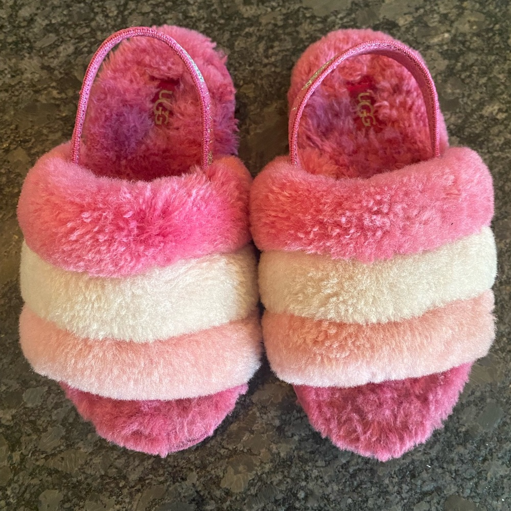 Kids Ugg Pink Fluff Yeah Slippers Size 11